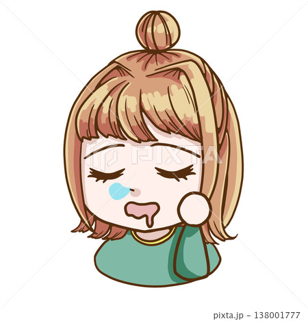 寝るイエベ春の女の子のカラーイラスト 138001777
