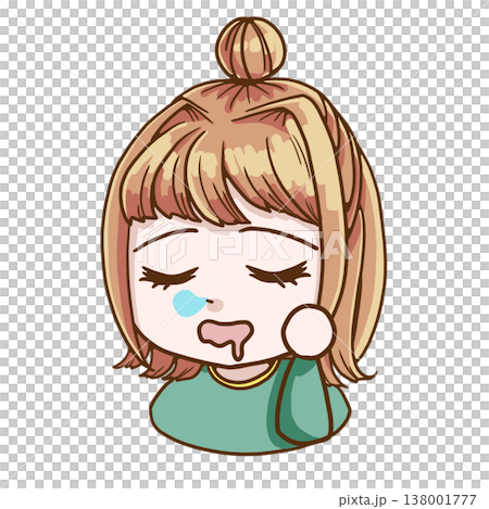 寝るイエベ春の女の子のカラーイラスト 138001777