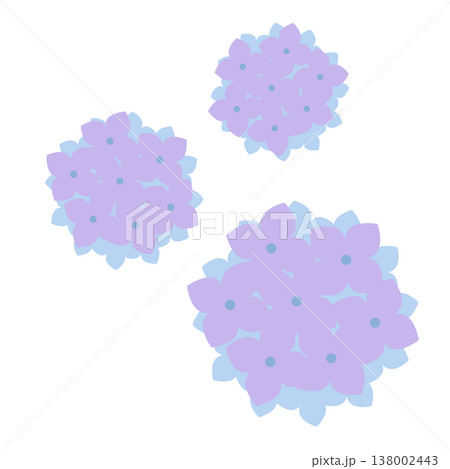 あじさいの花を並べたシンプルなフラットイラスト あじさいの花を並べたシンプルなフラットイラスト 138002443