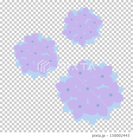 あじさいの花を並べたシンプルなフラットイラスト あじさいの花を並べたシンプルなフラットイラスト 138002443