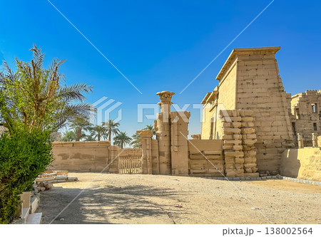 Medinet Habu, the mortuary temple of Ramesses III, located on the west bank of Luxor, Egypt. Medinet Habu, the mortuary temple of Ramesses III, located on the west bank of Luxor, Egypt. 138002564