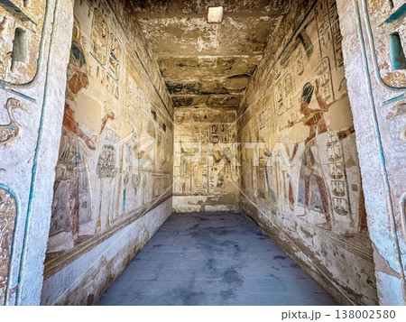 Medinet Habu, the mortuary temple of Ramesses III, located on the west bank of Luxor, Egypt. 138002580