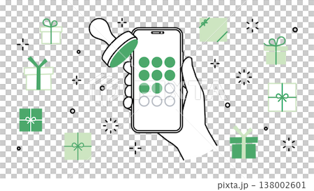 手に持ったスマートフォンのメンバーズアプリ スタンプカード プレゼントのアイコンセット 手に持ったスマートフォンのメンバーズアプリ スタンプカード プレゼントのアイコンセット 138002601