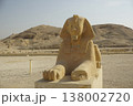 Detailed Frontal View of the Great Sphinx of Giza with Desert Plateau and Mountains 138002720