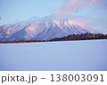 雪原の中そびえ立つ岩手山 138003091