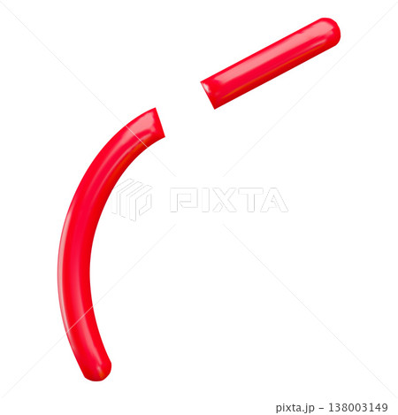 Red volume line cut, doodle squiggle 3D plastic style vector icon, volume abstract scribble stroke two pieces curve line Red volume line cut, doodle squiggle 3D plastic style vector icon, volume abstract scribble stroke two pieces curve line 138003149