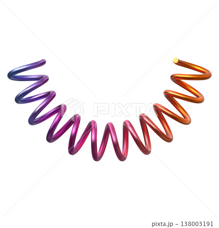 Realistic curved metal spring in rainbow colors, icon. Realistic curved metal spring in rainbow colors, icon. 138003191