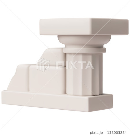 Ancient column ruin, vector 3D realistic white stone pillar building or part of the marble monument world attraction Ancient column ruin, vector 3D realistic white stone pillar building or part of the marble monument world attraction 138003284
