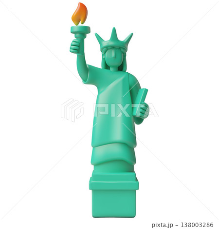 Statue of liberty, Statue of freedom, American democracy monument 3D plastic style vector icon, tourist world attraction 138003286
