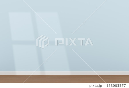 背景素材_シンプルな部屋_窓の光_水色 138003577
