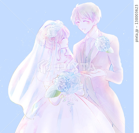 結婚式の新郎新婦 紫陽花 結婚式の新郎新婦 紫陽花 138003623