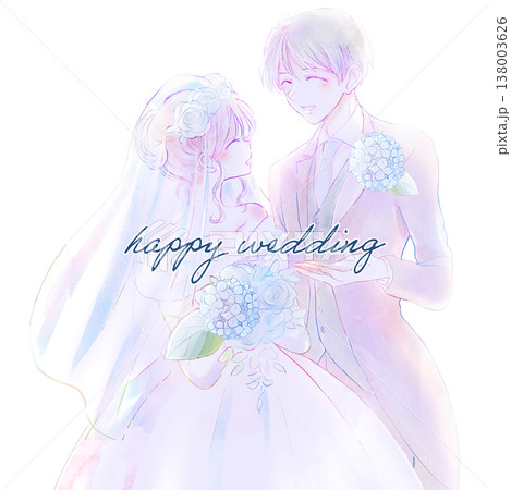 結婚式の新郎新婦 紫陽花 文字 結婚式の新郎新婦 紫陽花 文字 138003626