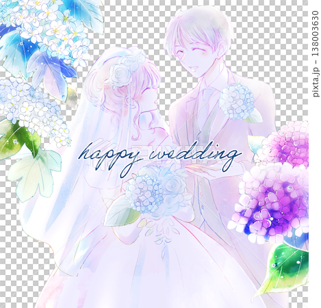 結婚式の新郎新婦 紫陽花 文字 結婚式の新郎新婦 紫陽花 文字 138003630