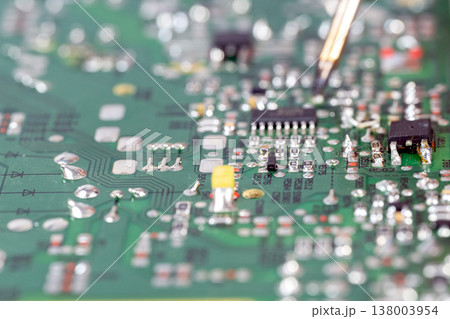 photo of an electronic circuit board photo of an electronic circuit board 138003954