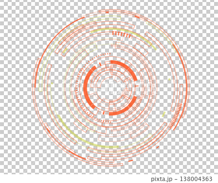 橙色調圓形 HUD UI 向量素材，非常適合用於警告和錯誤訊息。 138004363