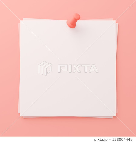 3D背景素材_画鋲_紙_ピンク 138004449