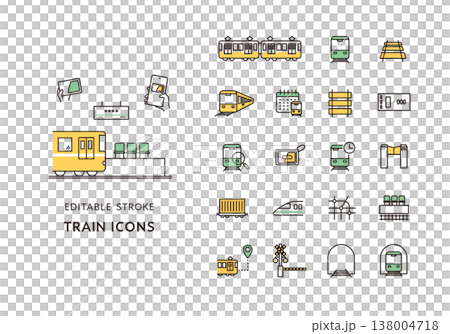 一組與火車相關的圖標 138004718