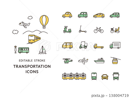 いろんな乗り物のアイコンセット 138004719