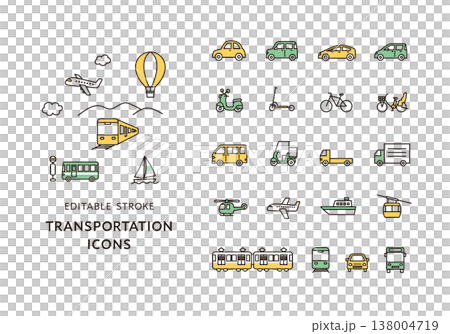 A set of icons for various vehicles 138004719