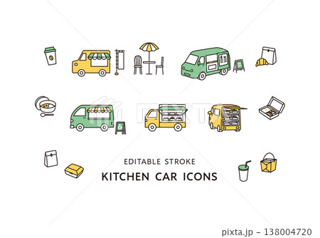 いろんなキッチンカーのアイコンセット 138004720