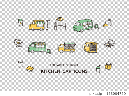 いろんなキッチンカーのアイコンセット 138004720