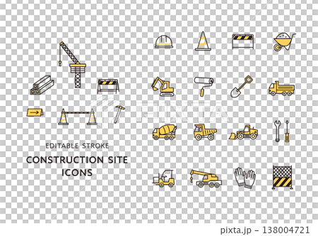 與建築工地和建築物相關的圖標集 與建築工地和建築物相關的圖標集 138004721