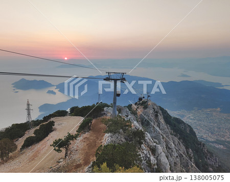 Sunset view from Babadag mountain cable car station in Oludeniz Turkey 138005075