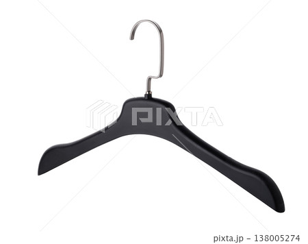 Clothes hanger isolated on a white background, plastic with a metal hook Clothes hanger isolated on a white background, plastic with a metal hook 138005274