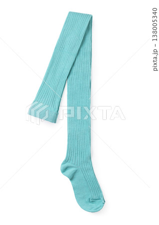 New folded mint-colored children's tights, isolated on a white background, top view. Genuine photo, not generated by AI New folded mint-colored children's tights, isolated on a white background, top view. Genuine photo, not generated by AI 138005340