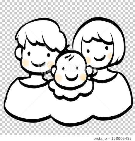Simple line drawing illustration of a parent and child; only the cheeks are colored. Simple line drawing illustration of a parent and child; only the cheeks are colored. 138005455