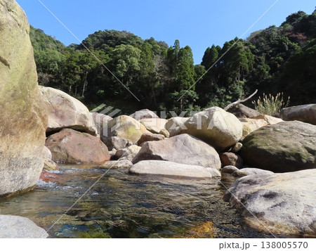 猿ヶ城渓谷の岩場にたまる川の水 猿ヶ城渓谷の岩場にたまる川の水 138005570
