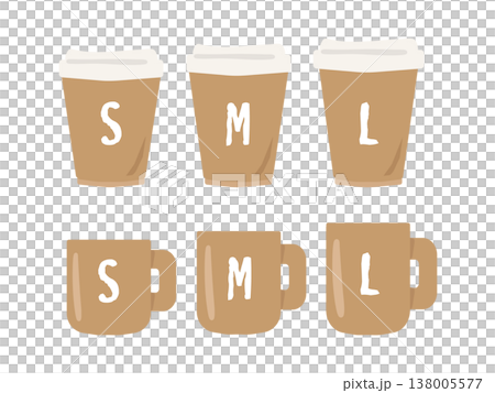 紙カップとマグカップのコーヒー（茶）のイラストセット 138005577
