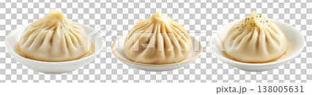 Steamed dumpling Xiao Long Bao with pleated top isolated on white background, concept of Asian traditional cuisine Steamed dumpling Xiao Long Bao with pleated top isolated on white background, concept of Asian traditional cuisine 138005631