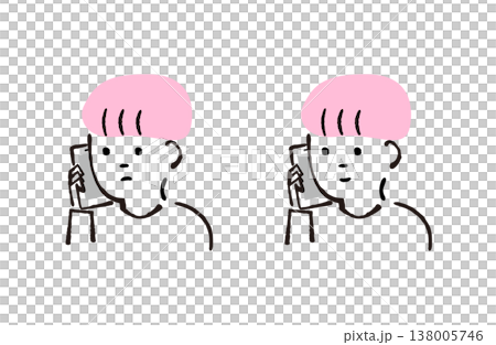 男孩打電話的插圖 男孩打電話的插圖 138005746