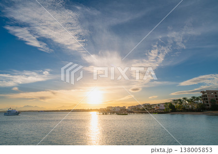 Sunset over the Red Sea in Hurghada, Egypt 138005853