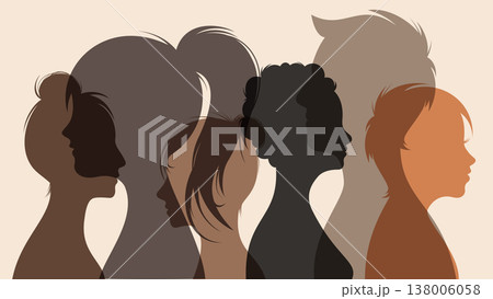 human faces colorful silhouettes human faces colorful silhouettes 138006058