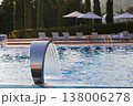 Relaxing Evening By Water. Luxury Resort Ambiance With Flowing Fountain And Peaceful Surroundings 138006278