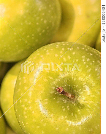 Fresh Green Granny Smith Apples Macro Detail 138006481