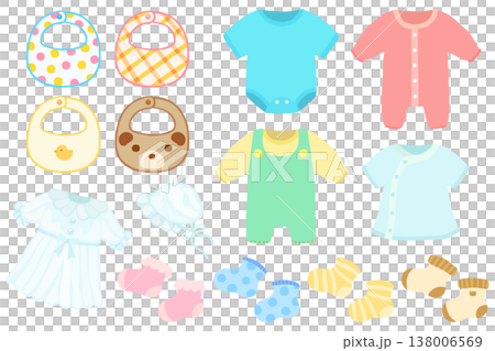 嬰兒服裝插畫套裝(向量素材) 嬰兒服裝插畫套裝(向量素材) 138006569
