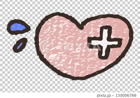 A hand-drawn style heart illustration representing mental health and emotional fatigue. 138006766