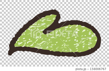 安らぎや自然をイメージした緑色の手描き風ハートイラスト 138006767