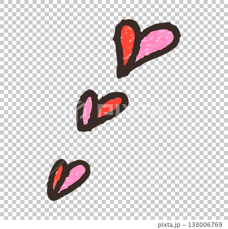 一套可愛的插畫，以手繪風格的紅粉紅雙色愛心為特色。 138006769