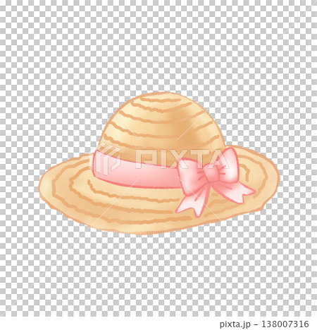 Straw Summer Beach Hat With Ribbon 138007316