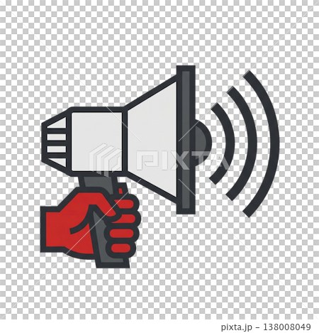 Speaker broadcasting important message, marketing campaign, protest, or urgent alert. Warning icon. 138008049