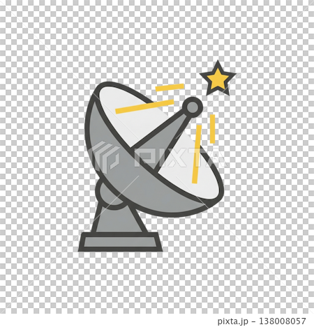 Celestial signal broadcasting via parabolic antenna with star, global digital network. 138008057