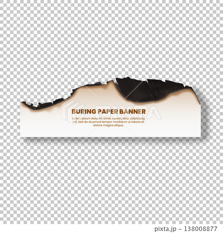 Realistic paper burnt poster with charred top edge, sheet with scorched edge ash vector design on transparent background 138008877