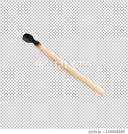 A burnt match with a dark charred head, isolated on a transparent background. A burnt match with a dark charred head, isolated on a transparent background. 138008880