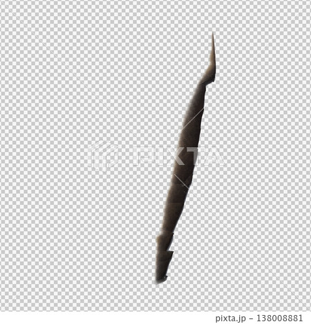 Realistic paper burnt stroke, charred overlay paper side with ash vector illustration isolated on transparent background 138008881