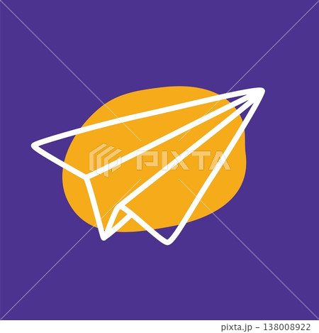 Doodle Paper Airplane icon hand drawn with thin line and colorful blob Doodle Paper Airplane icon hand drawn with thin line and colorful blob 138008922