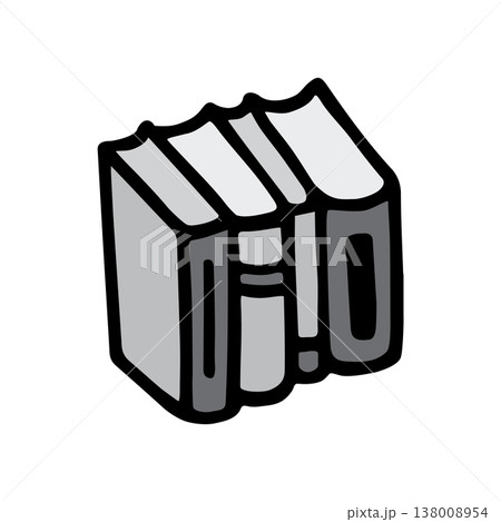 Doodle books shelf icon hand drawn with black line, freehand style colored grey Doodle books shelf icon hand drawn with black line, freehand style colored grey 138008954